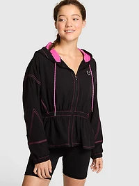 Tech Woven Cinched Full-Zip Jacket