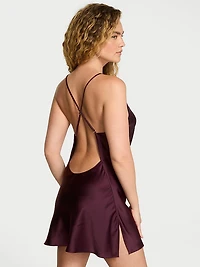 Satin Open-Back Slip Dress