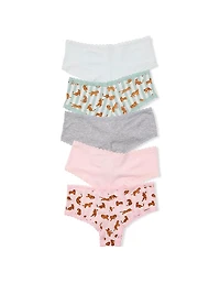 5-Pack Cotton Lace-Trim Cheeky Panties