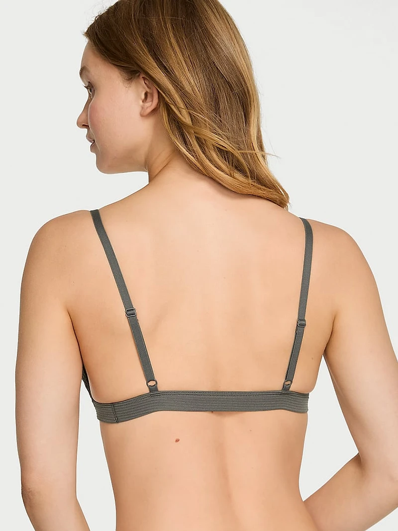 Cotton Shadow Stripe Unlined Triangle Bralette
