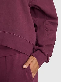 Ivy Fleece V-Neck High-Low Cropped Sweatshirt