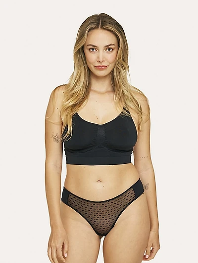 Mesh Velvet Dot Brief Panty