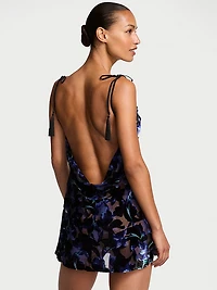 Electric Orchid Burnout Velvet Mini Slip Dress