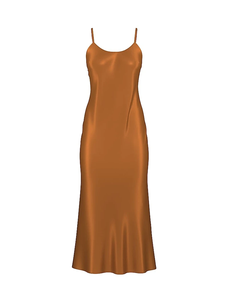 Luxe Sheer Satin Long Slip Dress