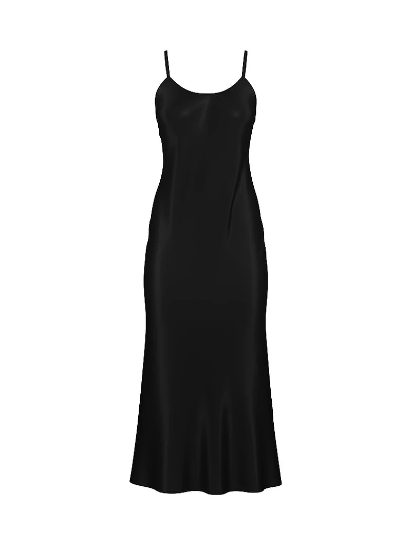 Luxe Sheer Satin Long Slip Dress