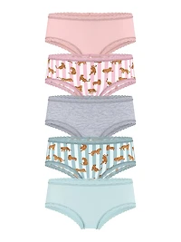 5-Pack Cotton Lace-Trim Cheeky Panties