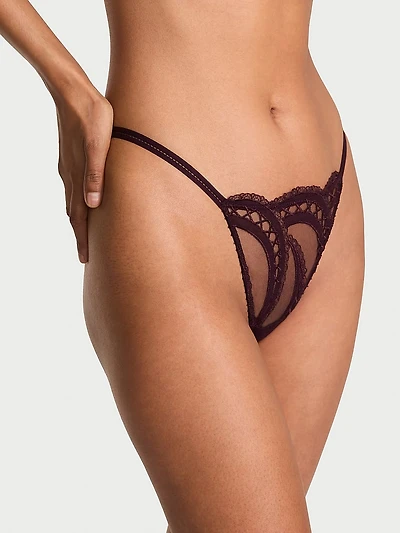 Laces Out Embroidery Adjustable V-String Panty