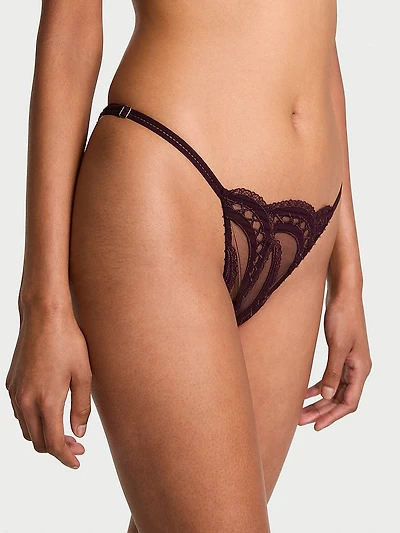 Laces Out Embroidery Open-Back Adjustable String Bikini Panty