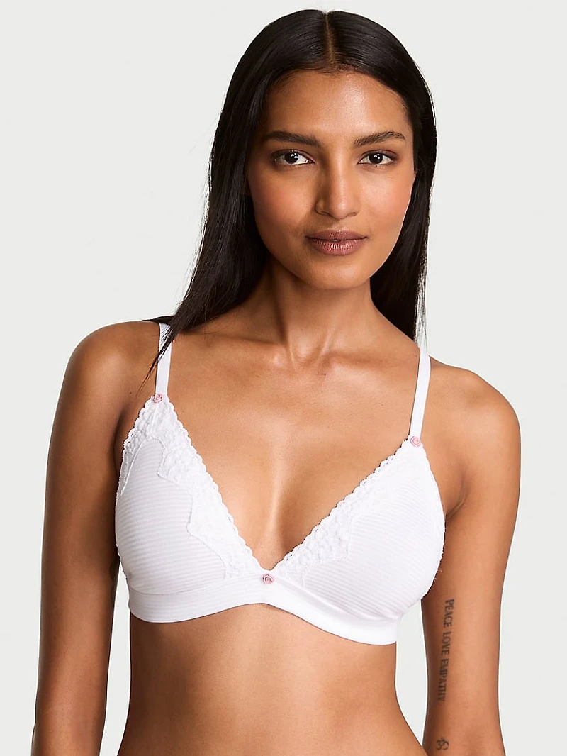Cotton Shadow Stripe Unlined Triangle Bralette