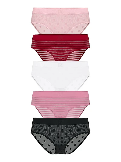 5-Pack Sheer Heritage Logo Hiphugger Panties