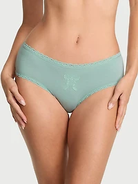 Cotton Pointelle Lace-Trim Cheeky Panty