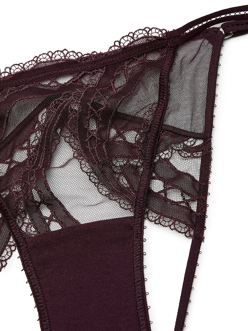 Laces Out Embroidery Open-Back Adjustable String Bikini Panty