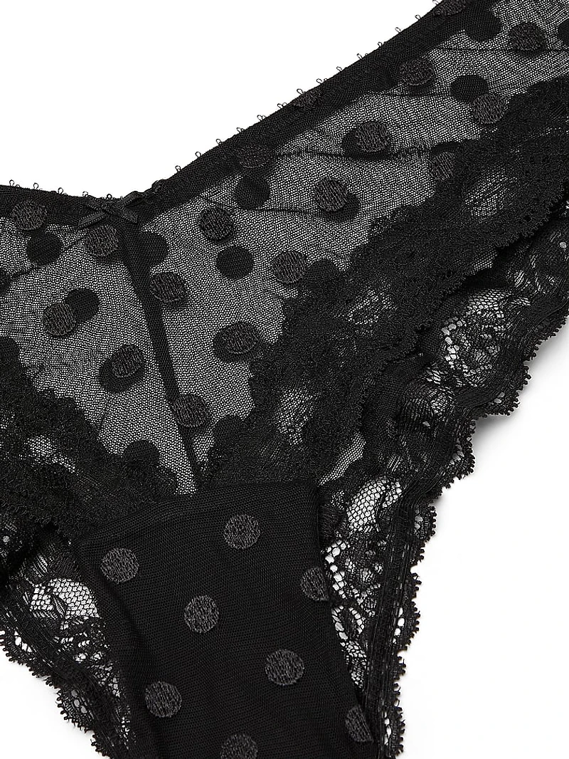 Rose Lace-Trim High-Leg Cheeky Panty