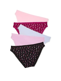 5-Pack Stretch Cotton Lace-Trim Bikini Panties