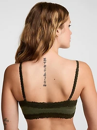 Cotton Lace-Trim Front-Close Triangle Bralette