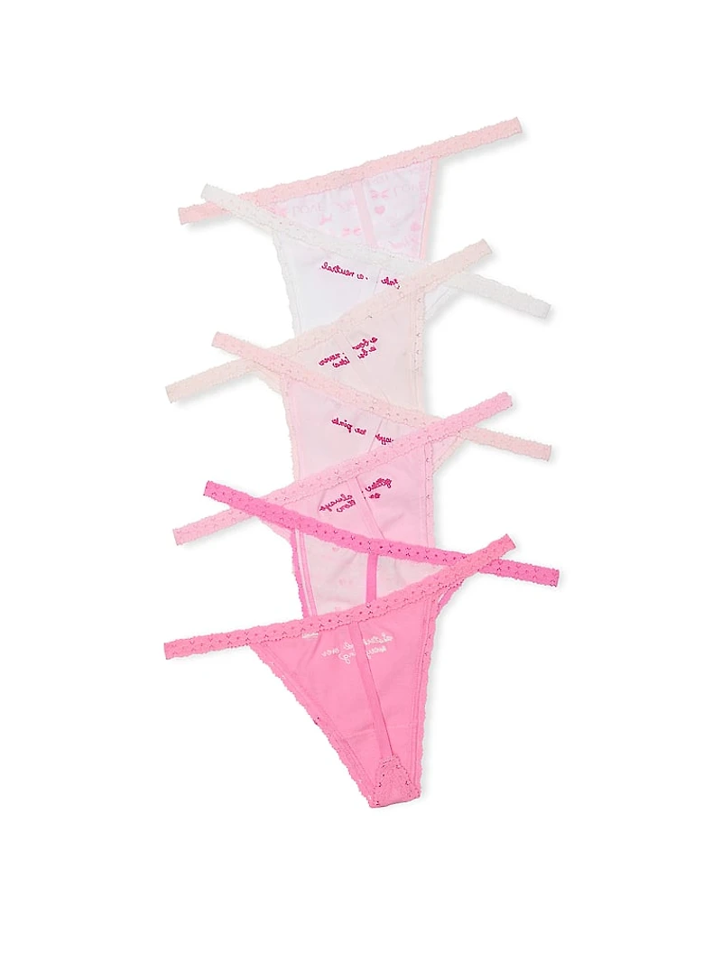 Pink x LoveShackFancy Rules of 7-Pack V-String Panties
