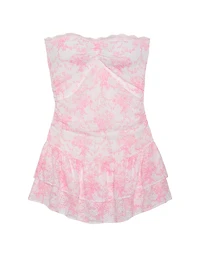PINK x LoveShackFancy Strapless Lace Mini Dress