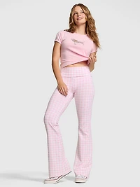 PINK x LoveShackFancy Cotton Foldover Flare Leggings