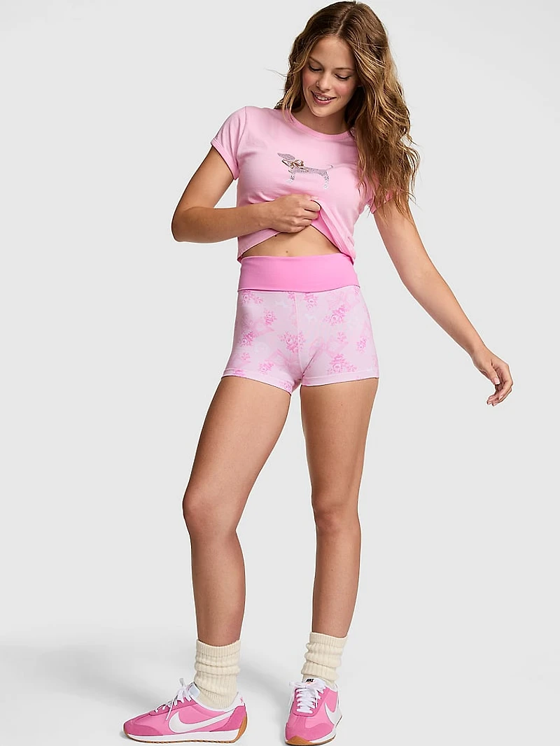 PINK x LoveShackFancy Cotton Foldover Micro Shorts