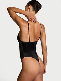 Satin Lace-Trim Bodysuit