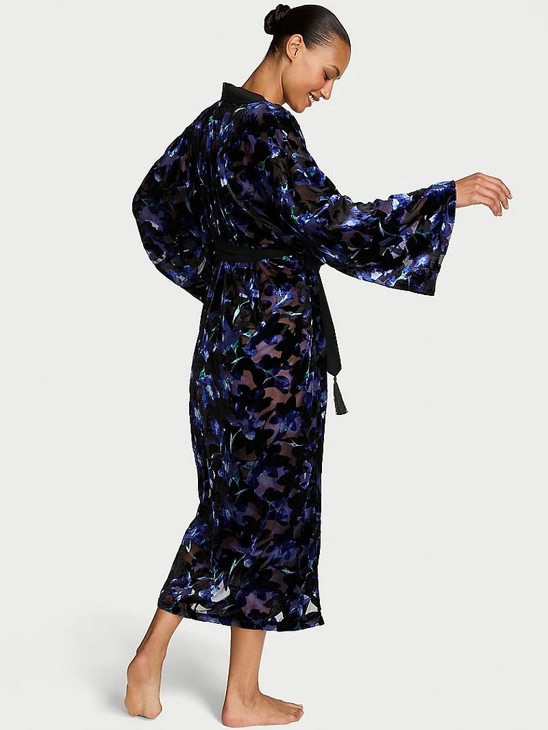 Electric Orchid Burnout Velvet Long Robe
