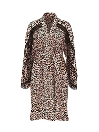 Satin Rose Lace-Trim Midi Robe
