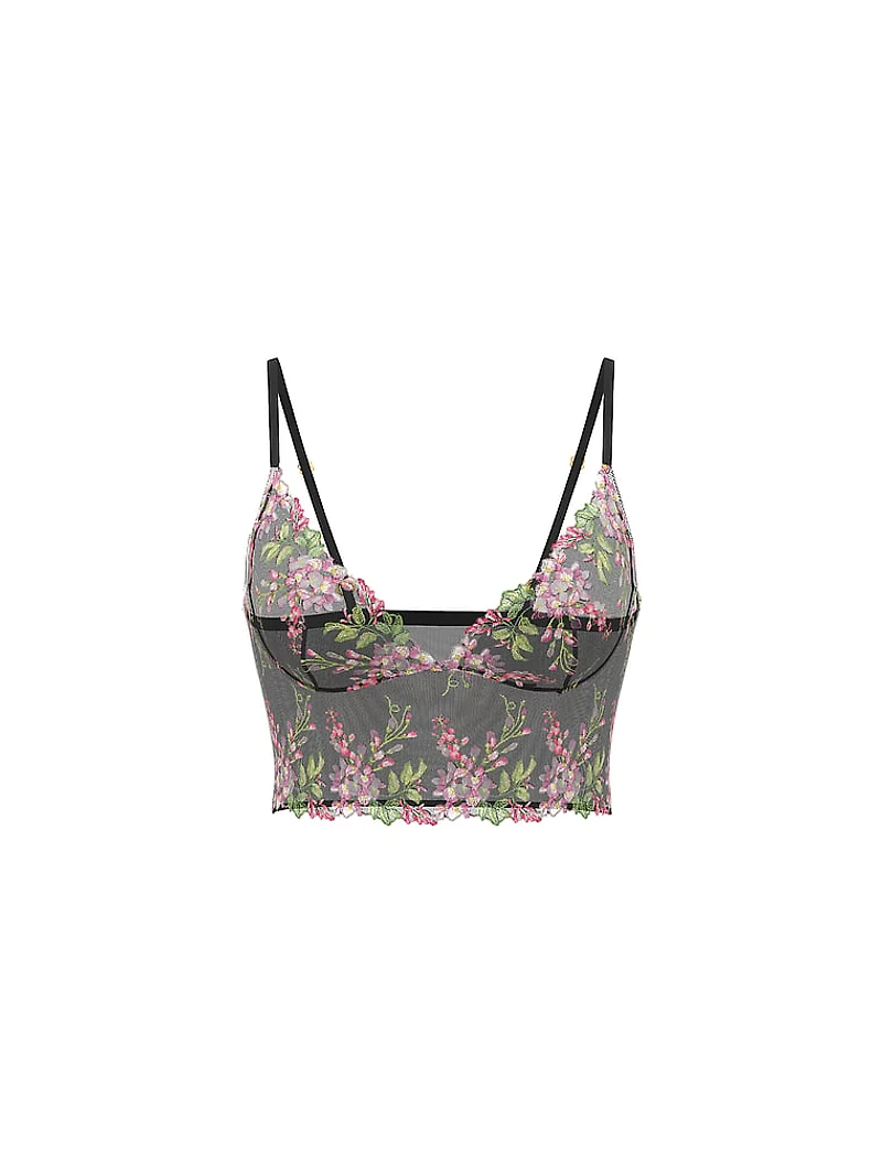 Wisteria Embroidery Triangle Bra Top