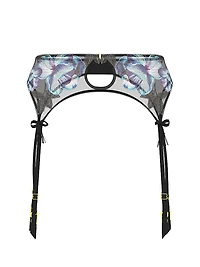 Electric Orchid Embroidery Garter Belt