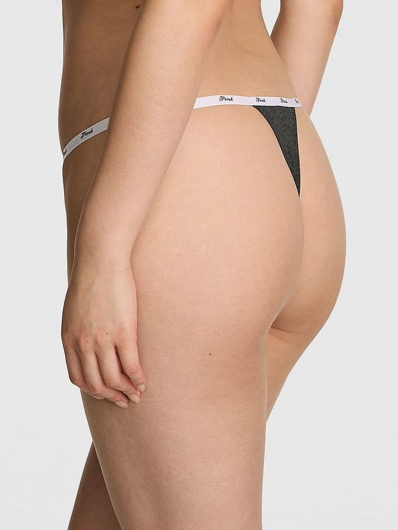 Logo Cotton Scoop Thong Panty