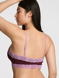Cotton Lace-Trim Front-Close Triangle Bralette