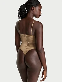 Satin Lace-Trim Bodysuit