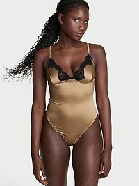Satin Lace-Trim Bodysuit