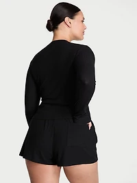 Modal Wide-Rib Long-Sleeve Short Lounge Set