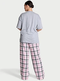 Flannel Short-Sleeve Long Tee-Jama Set