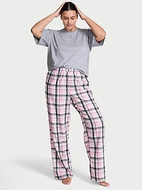 Flannel Short-Sleeve Long Tee-Jama Set
