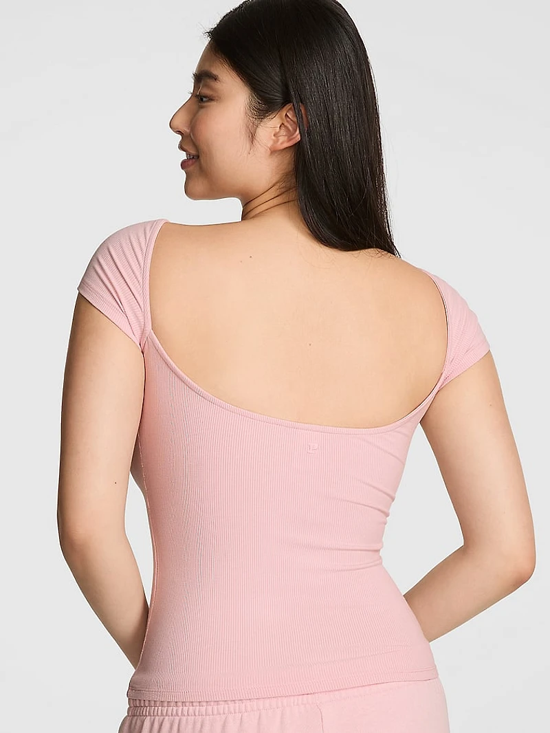 All-Day Soft Ribbed Open-Back Top