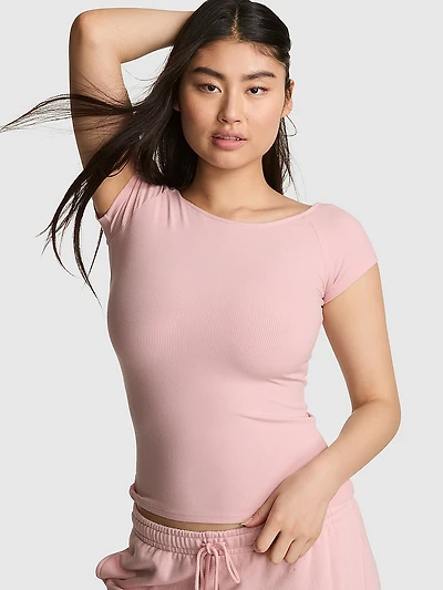 All-Day Soft Ribbed Open-Back Top