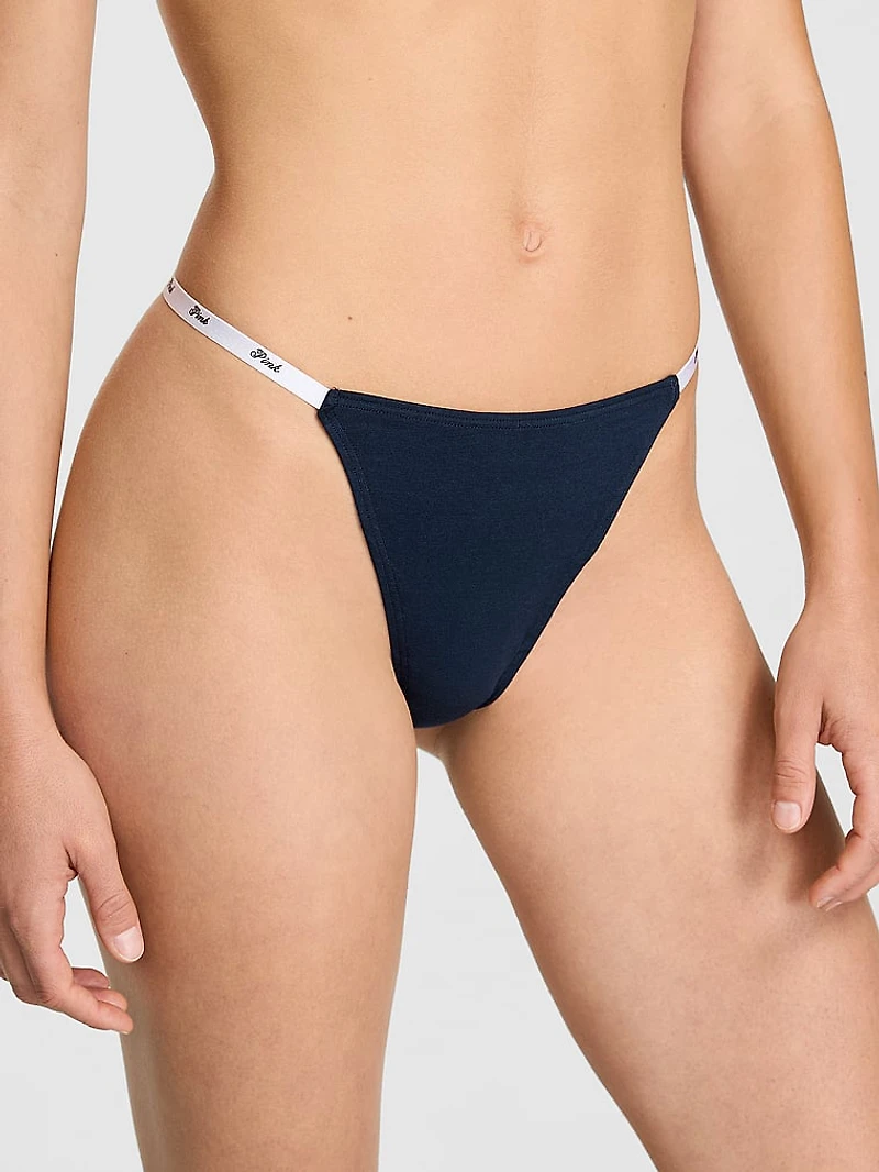 Logo Cotton High-Leg Thong Panty