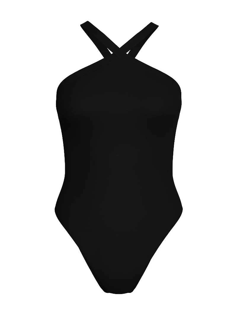 Essential High-Neck Halter One-Piece Swimsuit