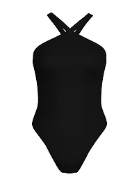 Essential High-Neck Halter One-Piece Swimsuit