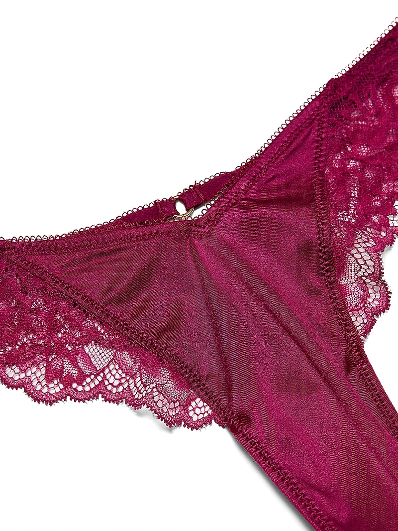 Rose Lace High-Leg Thong Panty
