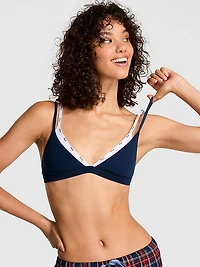 Logo Cotton Strappy Triangle Bralette
