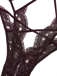 Laces Out Embroidery Crotchless Open-Cup Playsuit