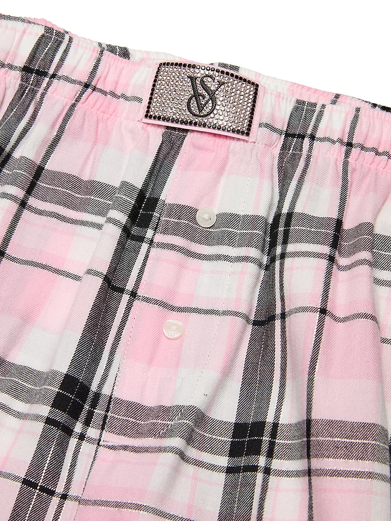 Flannel Short-Sleeve Long Tee-Jama Set