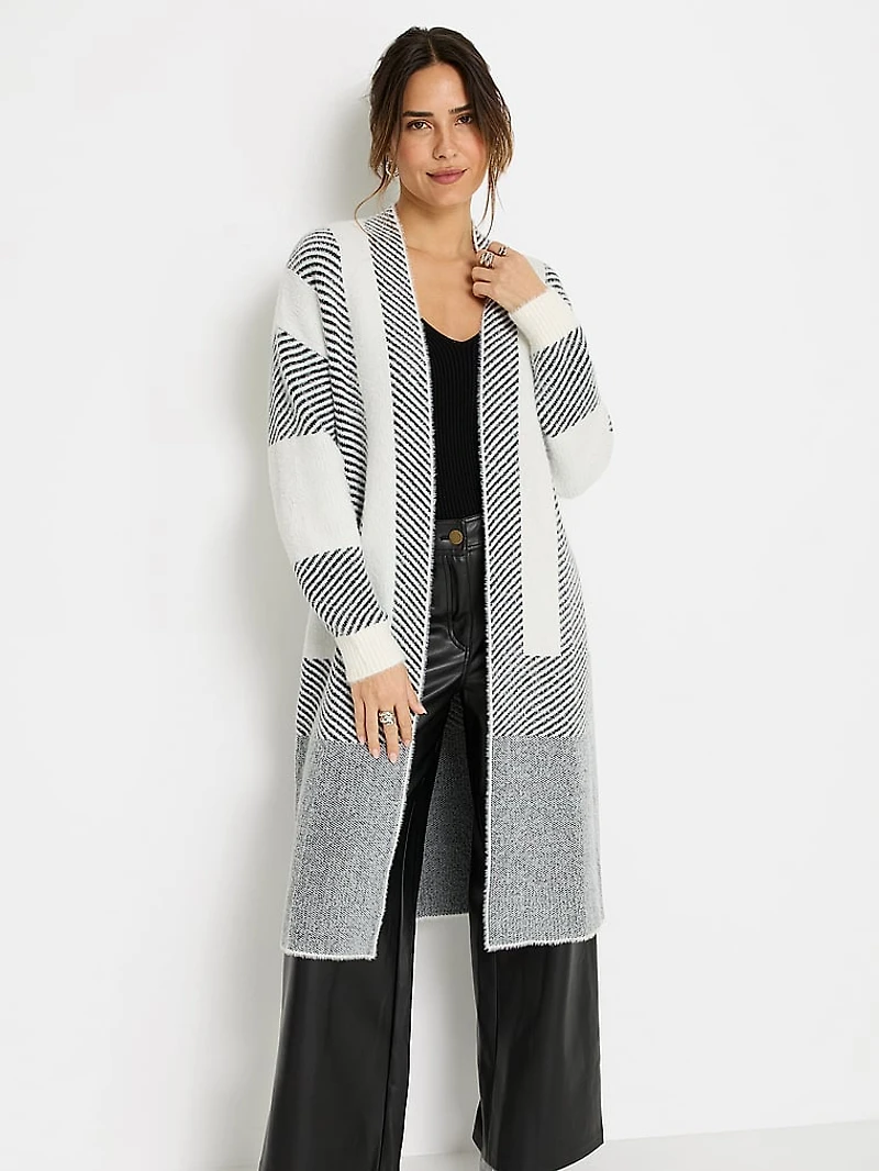 Striped Long Knitted Cardigan