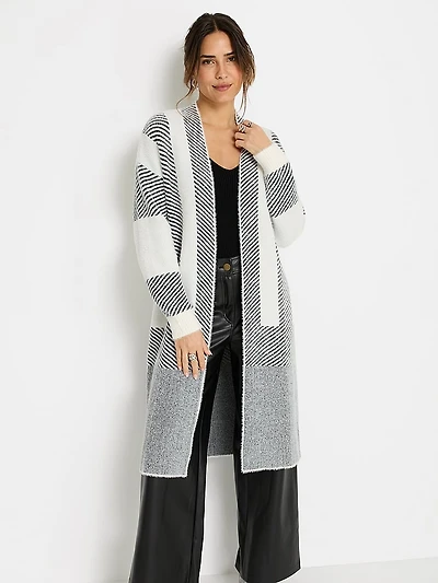 Striped Long Knitted Cardigan
