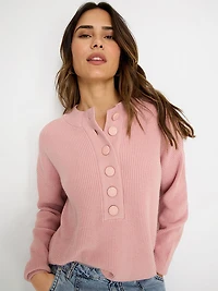 Ribbed Button-Up Sweater