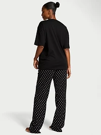 Flannel Short-Sleeve Long Tee-Jama Set