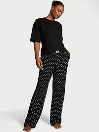 Flannel Short-Sleeve Long Tee-Jama Set