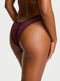 Sheer Shimmer Lace-Trim Brazilian Panty